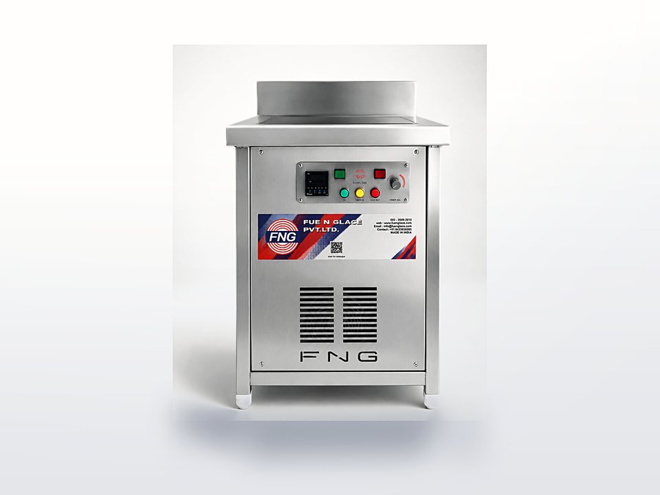 Stainless steel commercial induction cooktop range with control panel
