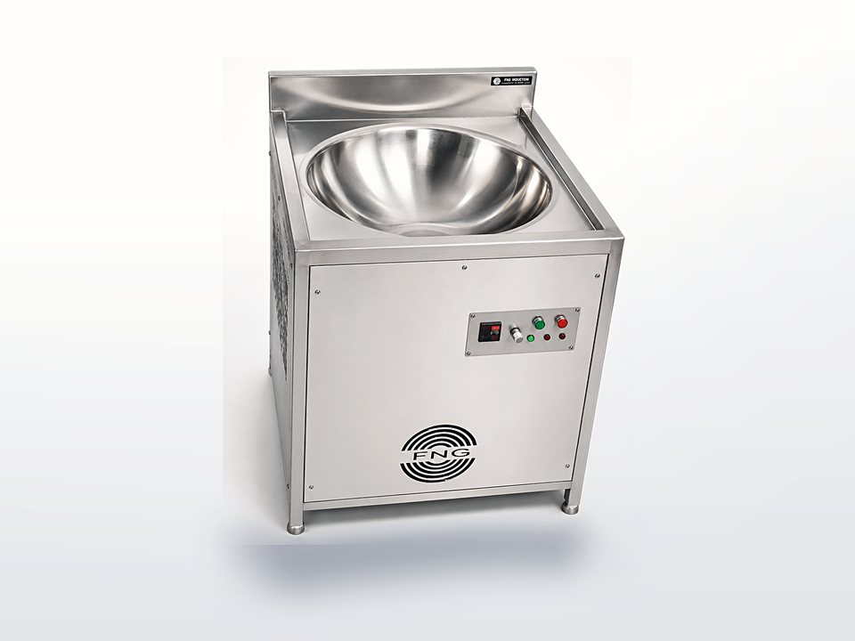 Induction kadai unit with deep stainless steel bowl