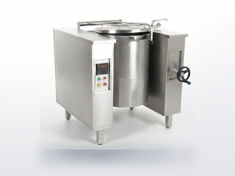 Stainless steel jacketed rice boiling pan with tilting mechanism